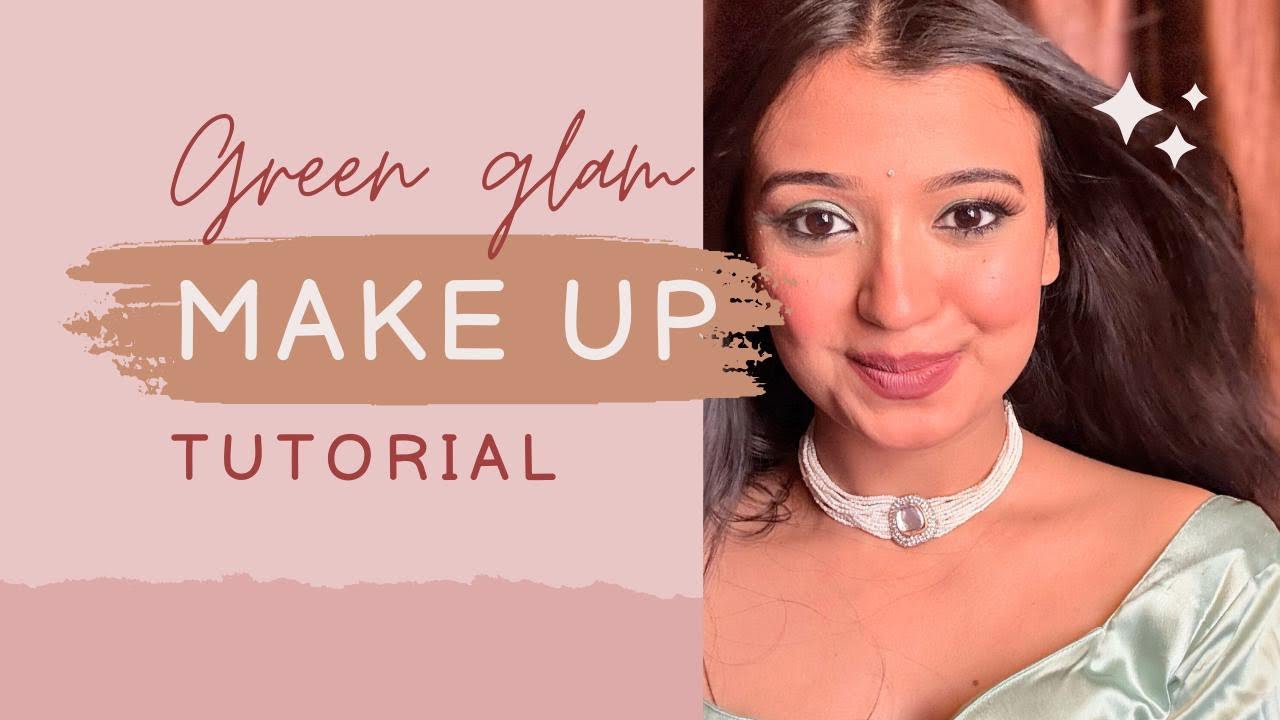 Self party makeup look for beginners || step by step || green glam look ...