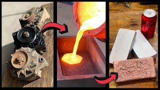 Triple Melt - Awesome Alternator  Bars - ASMR Metal Melting - Trash To Treasure - Copper Aluminum