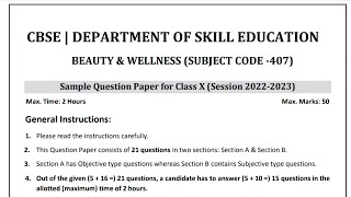 Class 10 Beauty & Wellness CBSE Sample Paper 2022 -23 | CBSE BW Code 407 Sample Paper screenshot 4