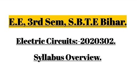 3rd Sem|| #sbtebihar Electric Circuits|| #ssc #electricalengineering #competitive