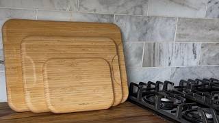 3-Piece Bamboo Cutting Board Set with Juice Grooves | Boards for Everyday Food Prep