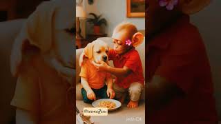 बन्दर ने बचाई कुते की जान 🧐#MonkeySavesDog, #BandarAurKutta, #AnimalFriendship #IncredibleAnimals