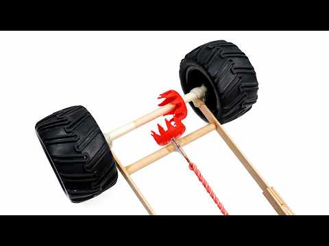 DIY Rubber Band Powered Car Using Popsicle Sticks & Coca-Cola Bottle Caps
