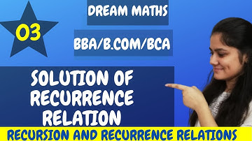 Most important questions of recurrence relations|Solution of recurrence relations|BCA Maths