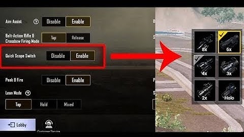 How to ENABLE and FIX the QUICK SCOPE SWITCH Button in PUBG Mobile