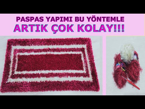 SAKALLI İPLE HALI KAYDIRMAZA PASPAS YAPIMI, HALI KAYDIRMAZA PASPAS NASIL YAPILIR, KOLAY PASPAS YAPIM