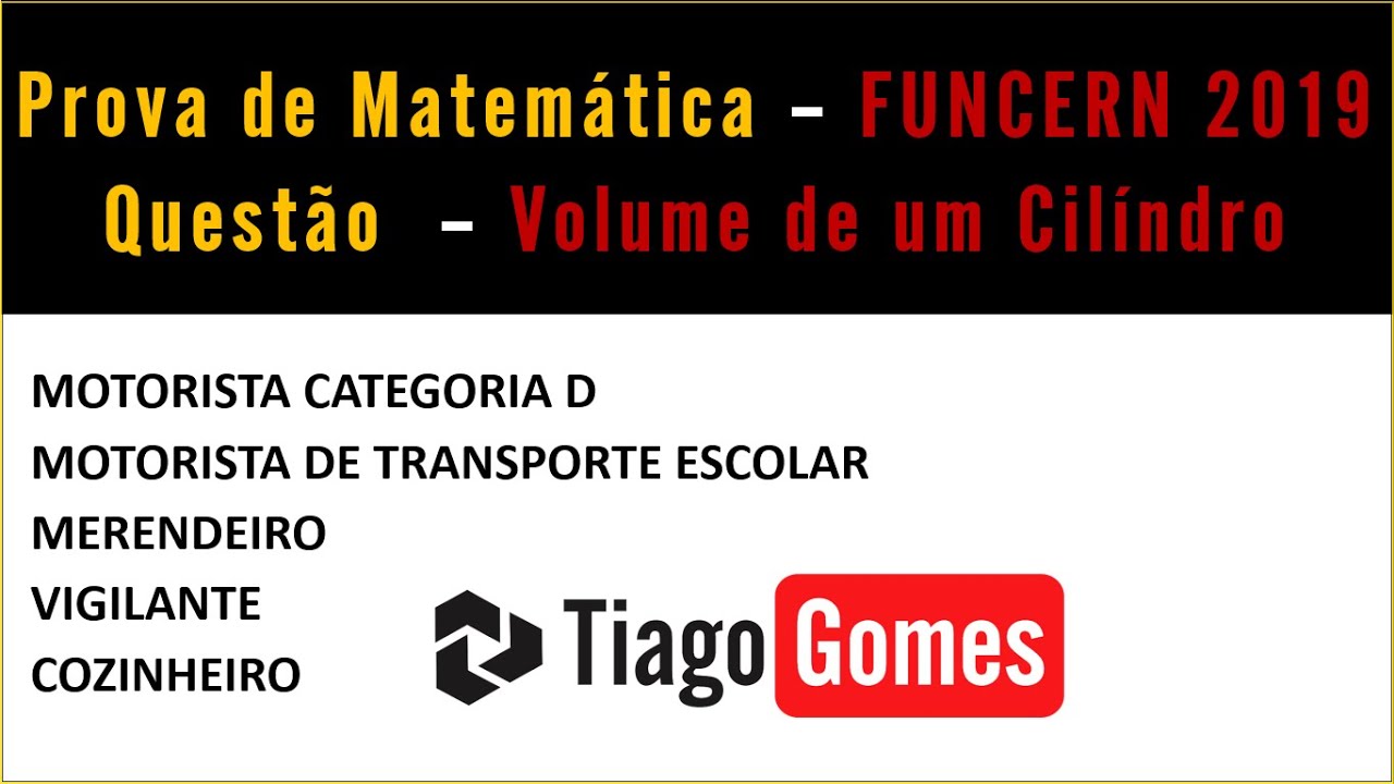 Questão de Matemática FUNCERN 2019 Q24 Volume