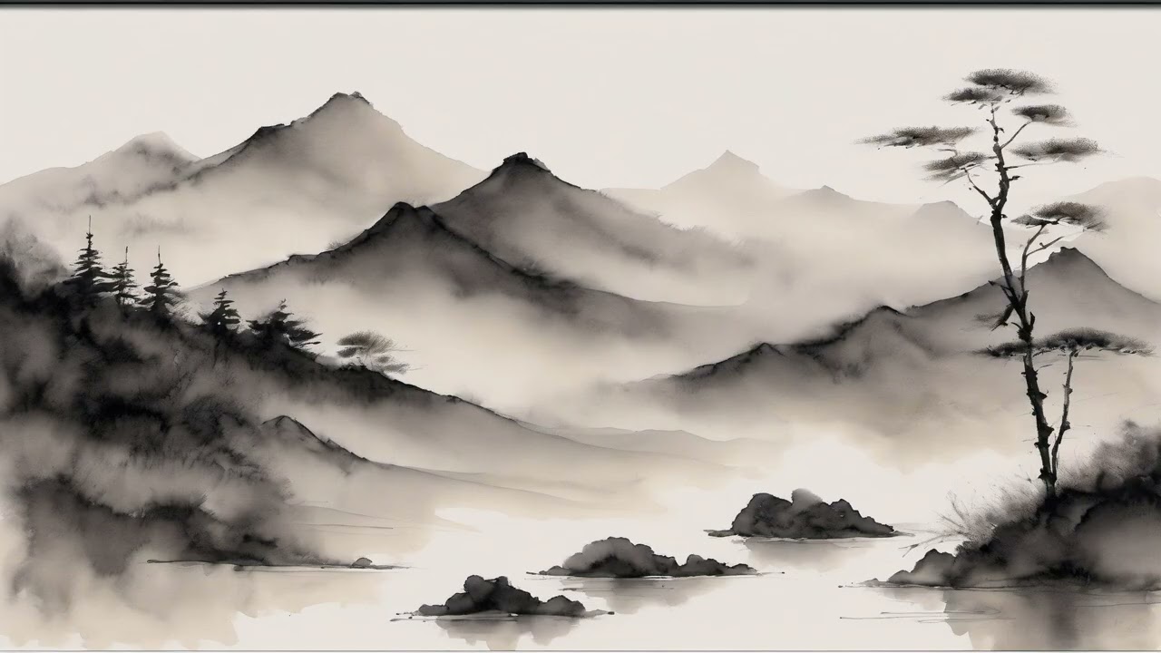 🖤 Japanese Zen Wall Art Ambience | Framed Black Art for TV | 90 Minutes of Calm & Focus