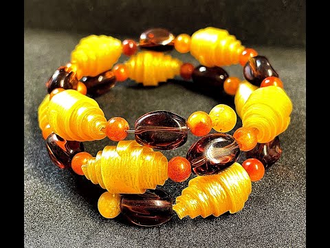 Amber Beaded Bracelet - Polymer Clay Beads