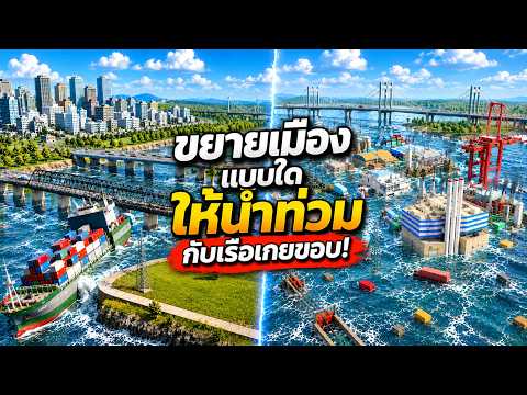 ขยายเมืองผิดชีวิตเปลี่ยน! น้ำท่วม+เรือเกย 😱 | Cities Skyline SS.3 | EP.13