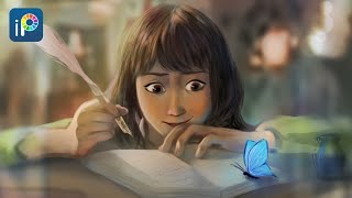 Mobile digital painting : Girl with butterfly |Digital art | Paintbox screenshot 3