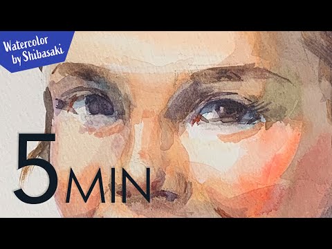 [Eng sub] 5min Easy Watercolor |  Girl's face