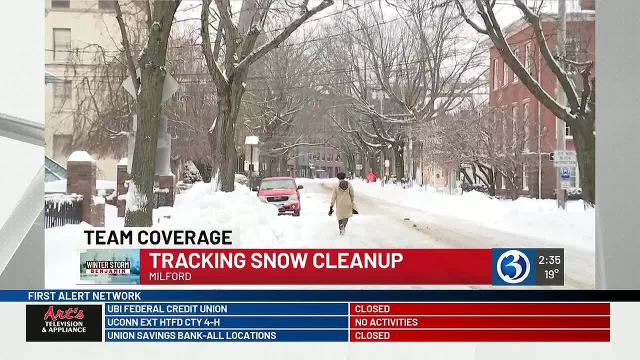 Cleanup in New Haven after Winter Storm Benjamin - YouTube