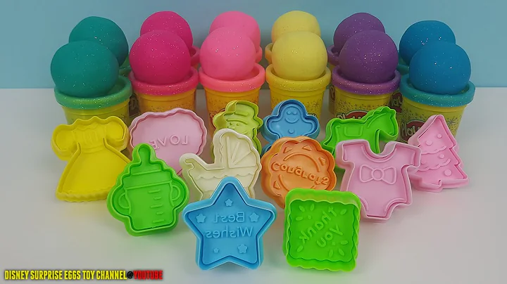 Learn Colours with Play Dough Sparkle Compond collection and Various Theme Cookie Cutters
