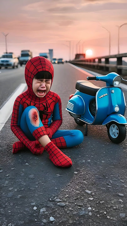 Spider-Man falls off a Vespa motorbike #avengers​ #ironman​ #sirenhead​ #shorts​