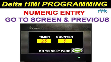 🔴 #delta  HMI #programming  #tutorial  | #NUMERIC VALUE | GO TO SCREEN | PREVIOUS BUTTON | Hindi