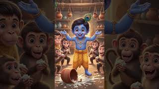 Little Krishna and Balrama's Magical Butter Prank! #storytime #krishnastories #funnyvideos