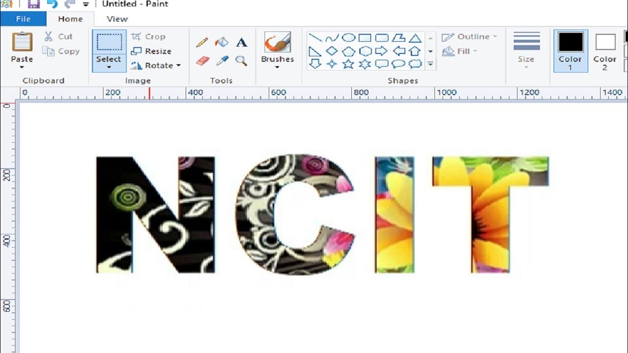 How to Fill a Picture on Text in ms paint ms paint me picture text