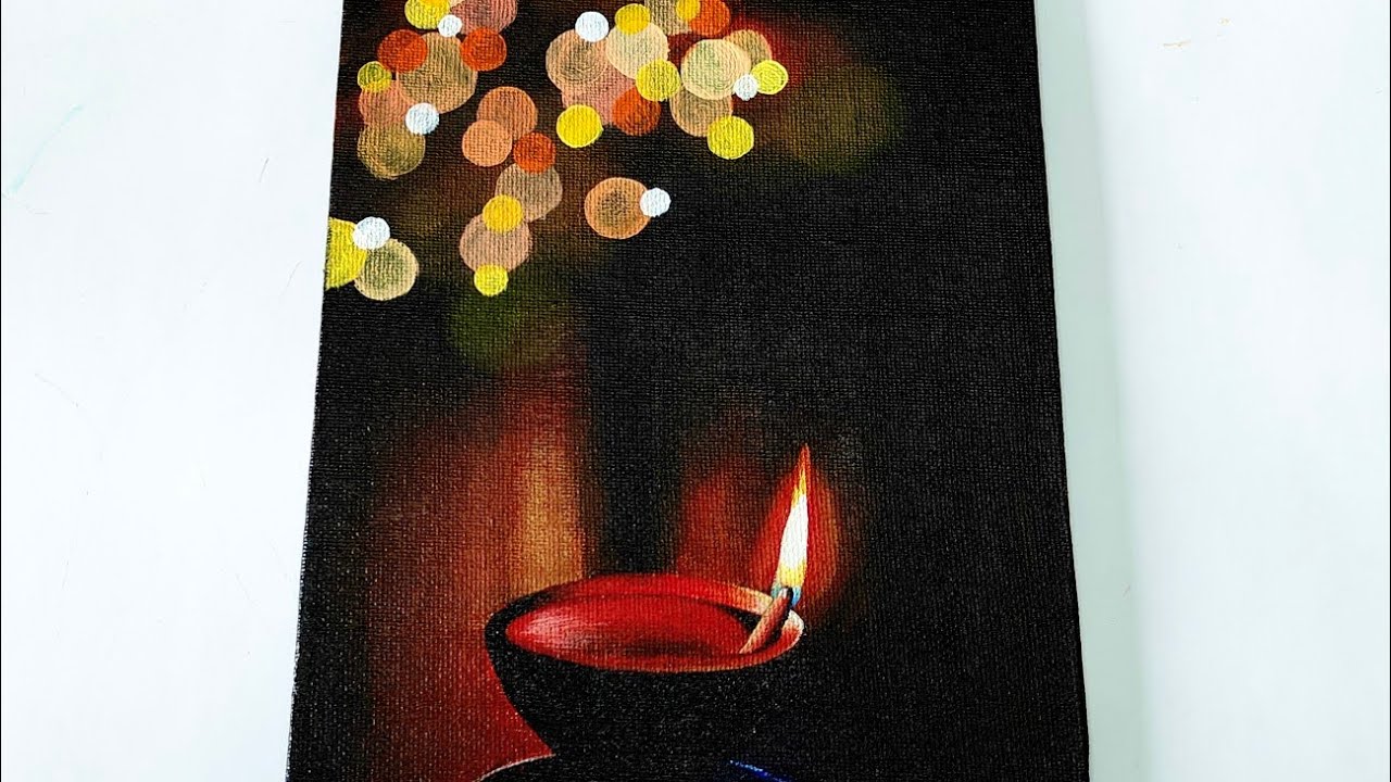 Специальная акриловая живопись на Дивали/Дия-живопись для Дивали/Рисунок Дивали акриловой краской