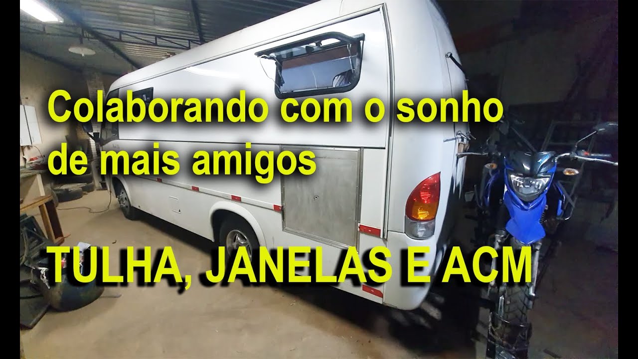 FABRICAÇÃO DE TULHAS (Instalação de ACM e de janelas. Bus conversion motorhome. Motorhome artesanal)