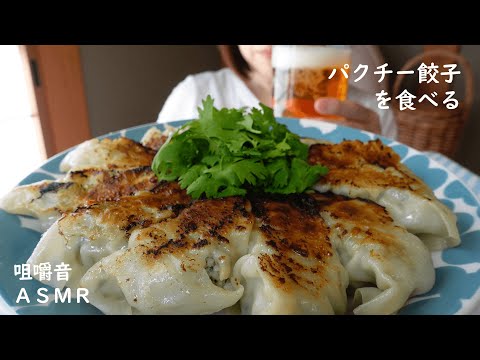 咀嚼音｜パクチー餃子を食べる　Coriander Dumplings｜Eating Sounds｜먹방｜ASMR