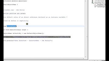 What is the default value of an object reference declared as an instance variable Java Interview Que