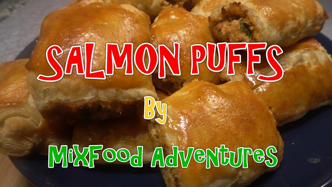 DELICIOUS SALMON PUFFS. HEERLIJKE ZALM BROODJES. ZALM IN BLADERDEEG.