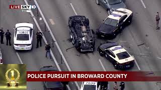 Car crashes during chase on I 95 4K video