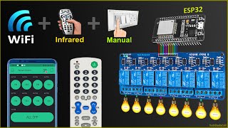 Home Automation System using ESP32 with Blynk IR remote & Manual control Relay | IoT Projects 2021 screenshot 4