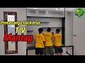 Pemasangan backdrop TV minimalis hpl