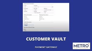 Customer Vault - Metro Payment Gateway