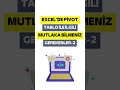 Excel’de Pivot Tablo İle İlgili Mutlaka Bilmeniz Gerekenler-2 #shorts #pivottable
