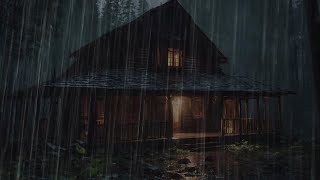 Pluie de nuit sur une cabane pour dormir, se détendre  pluie relaxante, Pluie sur la rue, pluie sur
