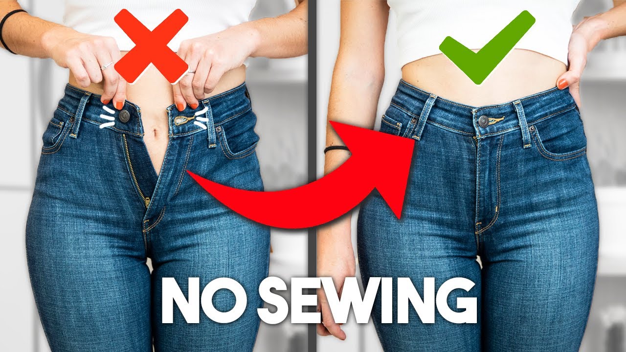 How to Make the WAISTBAND BIGGER on Jeans 👖 | 3 WAYS & No Sewing - YouTube