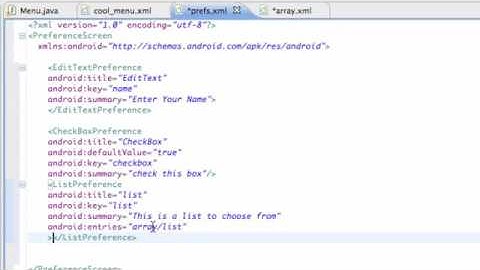 Android Application Development Tutorial   55   Setting up a String array resource