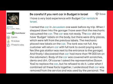Budget Rent  Bad Experience With Budget Rent A Car In  Israel