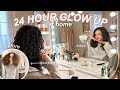 ultimate at home glow up on a budget 💅✨ | *self care day!* *curly hair routine* *lash routine too*