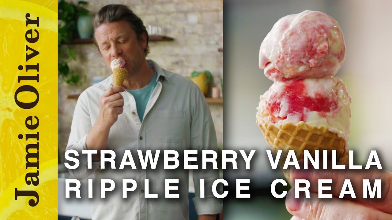 ⁣Homemade Strawberry Vanilla Ice Cream | Jamie Oliver