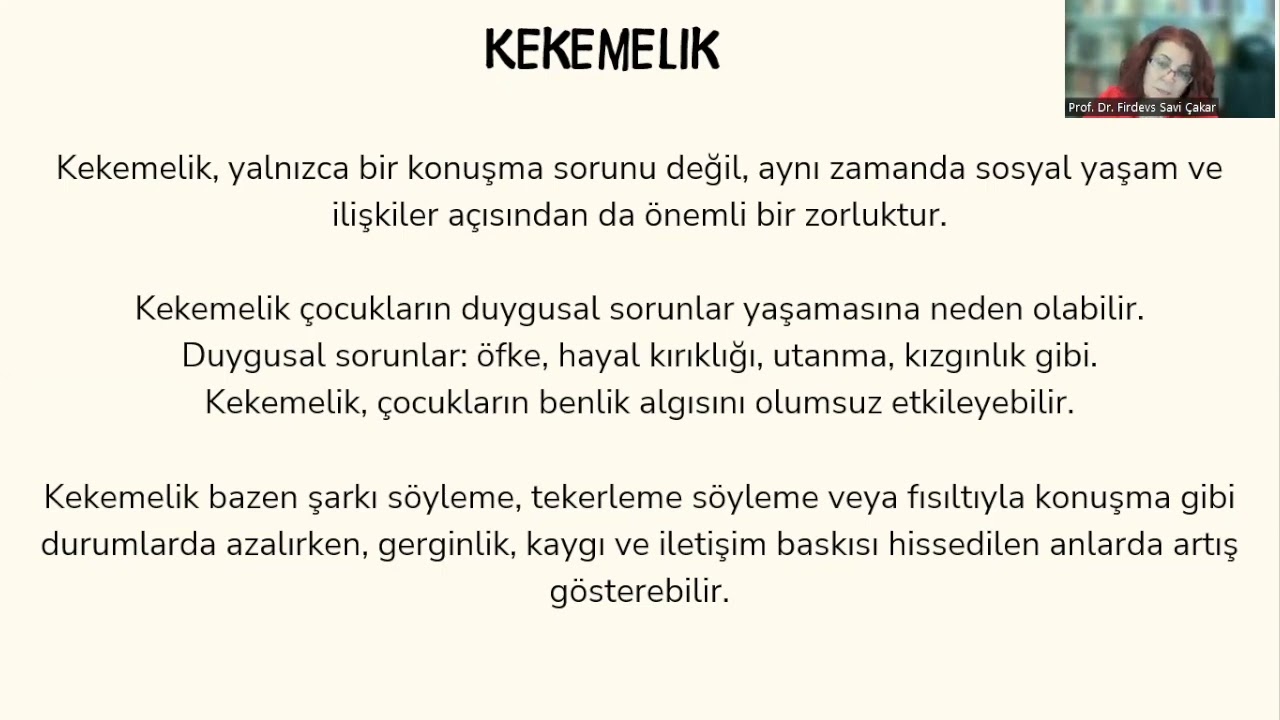 Modül 4.2: Konuşma bozuklukları ( Prof. Dr. Firdevs Savi Çakar)