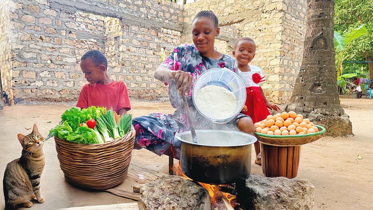 🌴 Roofing Begins on Our Dream African Home! 🏡 Choosing Timber + Cooking Ugali, Veggies & Eggs 🍳🥬🔥