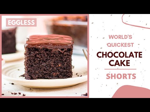 Quickest, Softest Eggless Chocolate Cake | Fluffiest Chocolate Cake in JUST 6 minutes #SHORTS