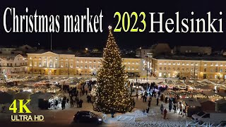 Christmas market 🎄2023 snow walk in Helsinki Finland 4k#travel #christmas