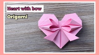 Cute Paper Heart With Bow easy Origami Step by step tutorial diy | Wow Origami