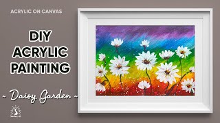 DIY-Acrylic Painting Tutorial | Daisy Garden | Easy Acrylic Painting for Beginners | Shwetha&#39;s Art