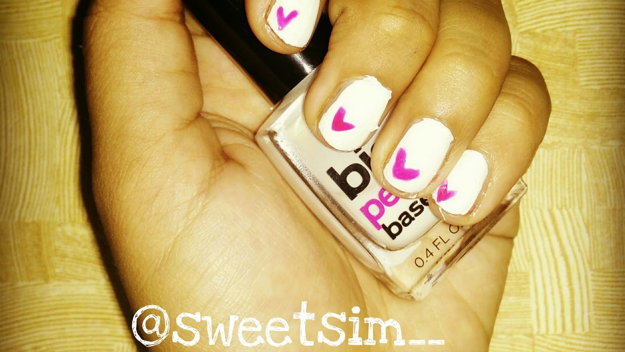 Pink gradient heart nail art by nailart_t Nail Art #3 Pink Hearts - YouTube