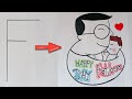 Turn Letter F Father's Day Drawing ❤️ | Easy Father's Day Drawing Idea