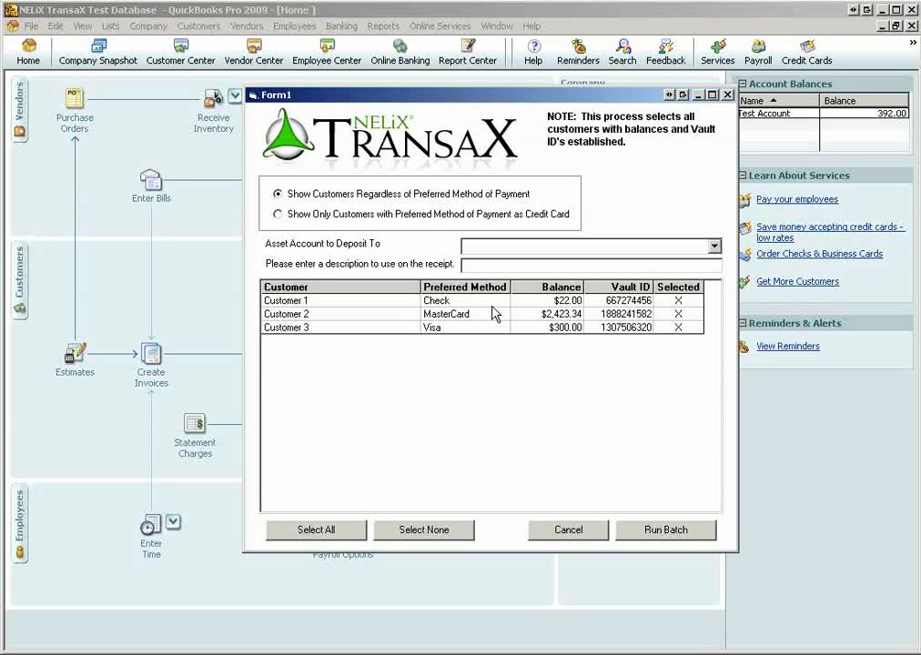 NELiX TransaX QuickBooks Module Batch Credit Card/ACH Processing