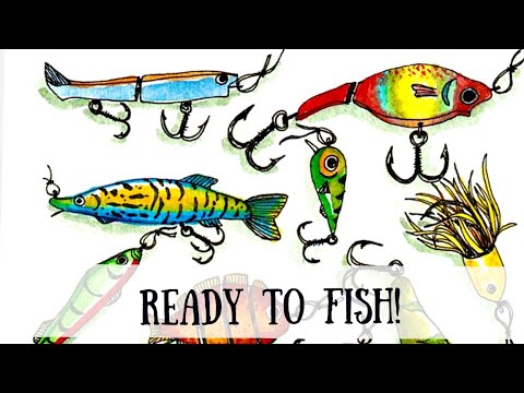 Watercolor Cute and Colorful Fishing Lures Easy Step by Step 