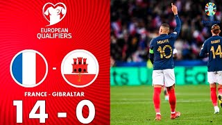 France vs Gibraltar 14-0 Highlights | UEFA Euro 2024 Qualifications | R9