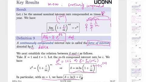 [MATH 2620 Financial Mathematics] Lecture 6: Ch1.7/1.8 Constant/Varying Force of Interest Rate